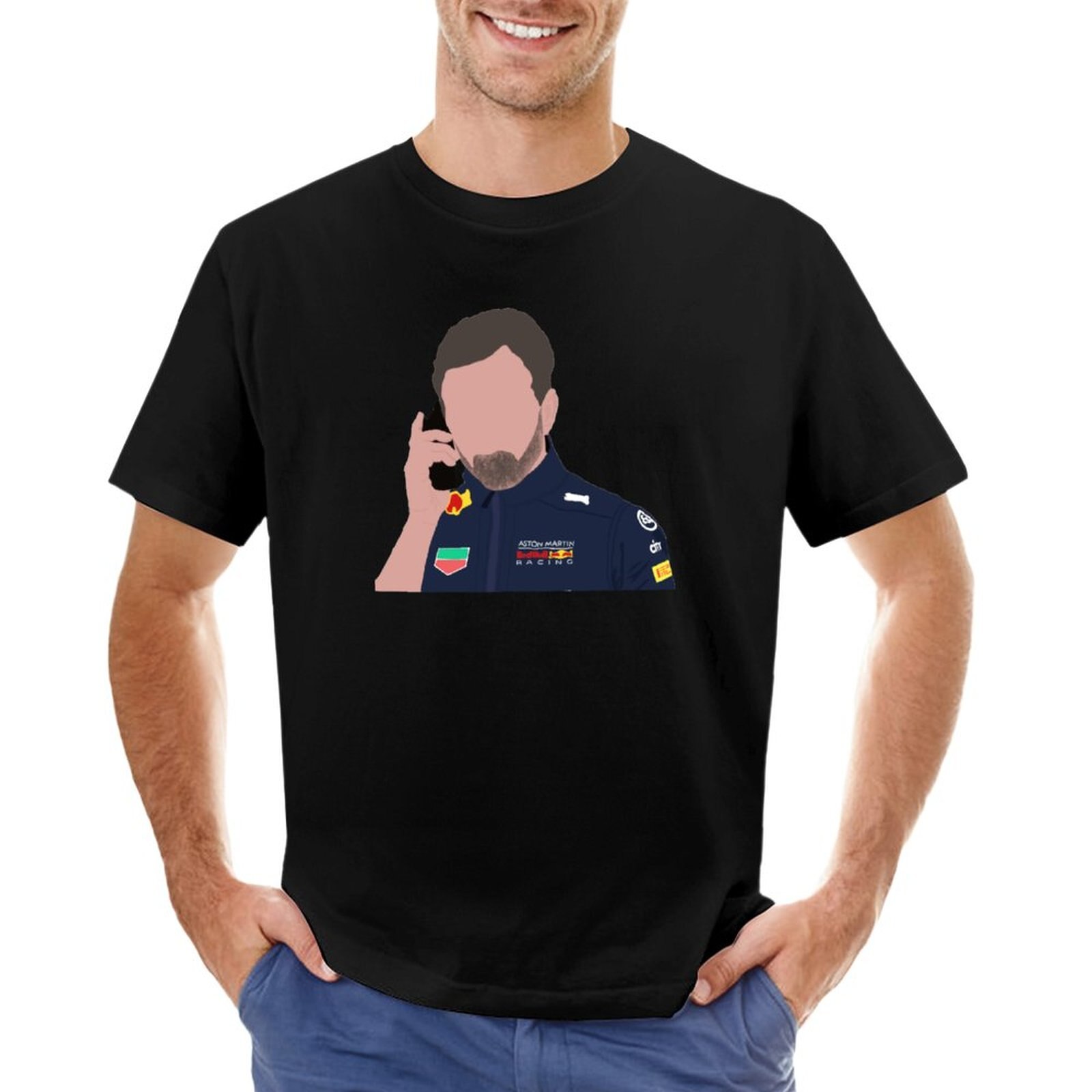 Christian Horner 남성용 짧은 티셔츠, 슬림 핏 티셔츠, 귀여운 옷, 블랙